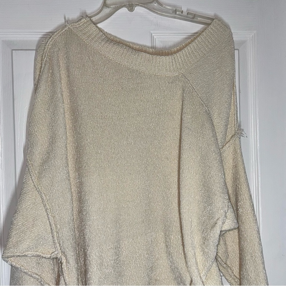 Umgee Off-the-Shoulder Cream Sweater - Picture 7 of 14